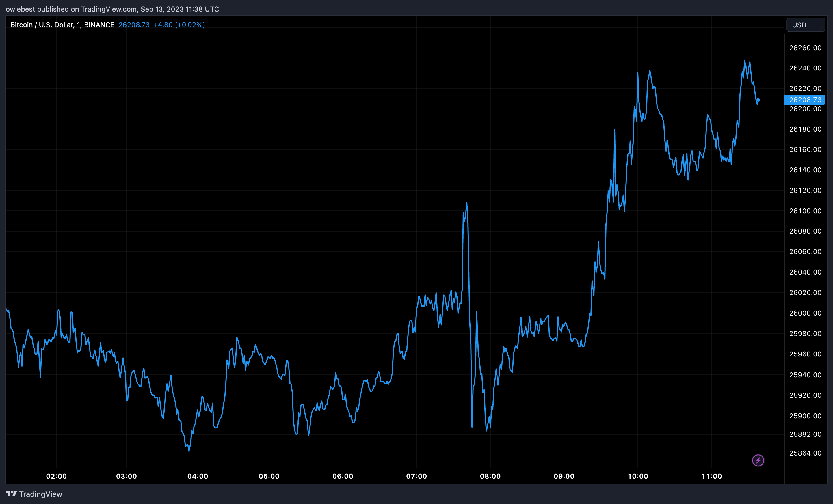 Bitcoin BTC Графік ціна від Tradingview.com (Wallets)