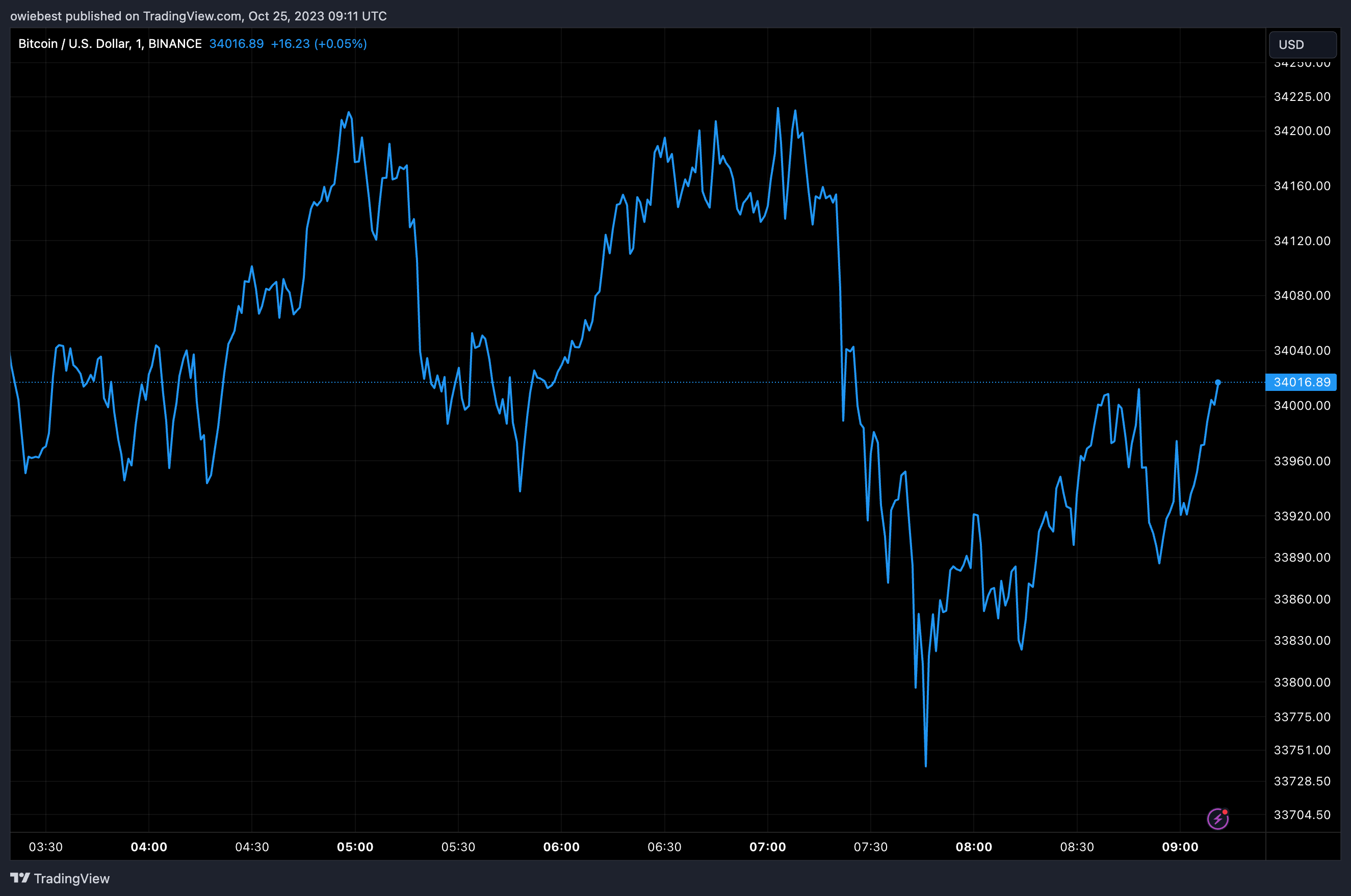 График цен на биткоин от Tradingview.com (прибыль BTC)