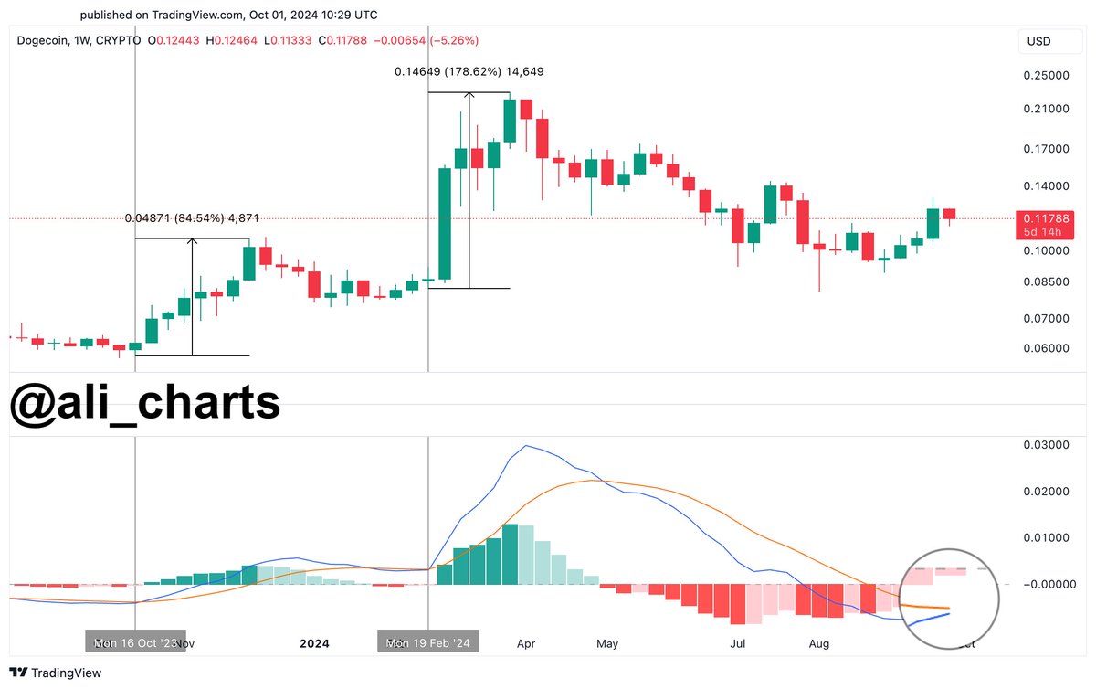 DOGE MACD бичачий кросовер