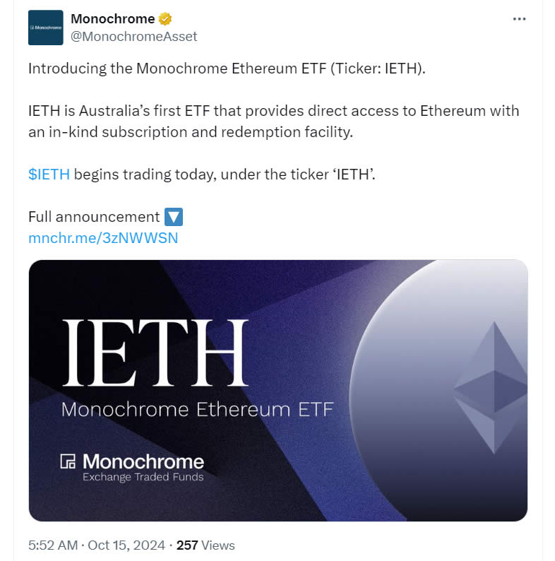 Австралія, Ethereum ETF