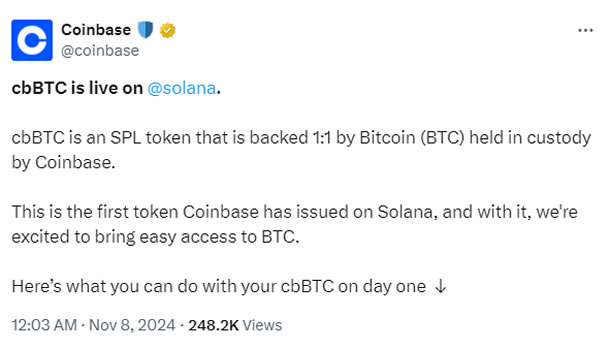 Coinbase, Солана