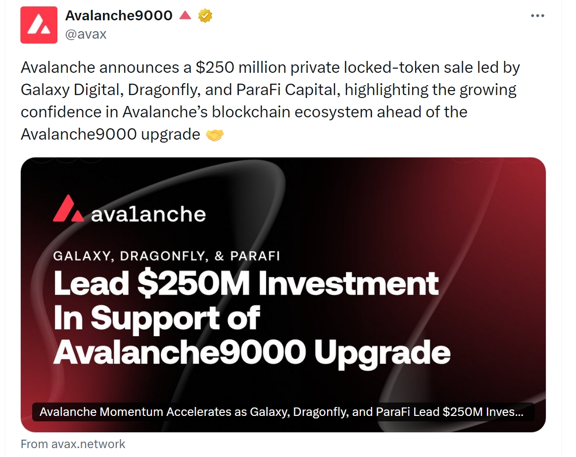 Криптовалюты, финансирование, токены, Avalanche, Mainnet