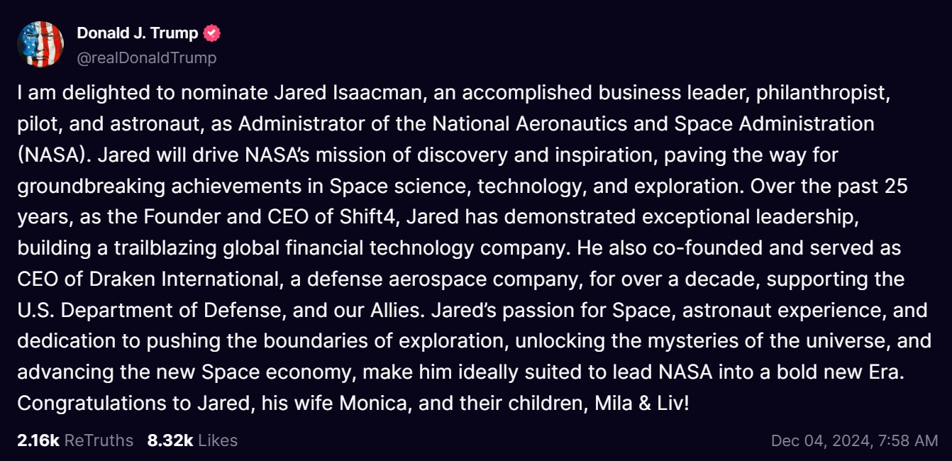 Наука, технології, фінансові технології, США, NASA, космос, Дональд Трамп, уряд, Ілон Маск