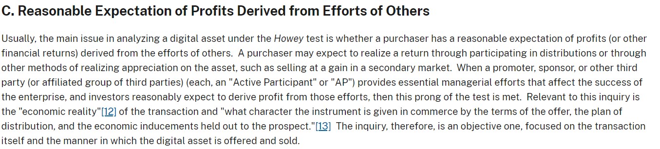 SEC заявляет, что любые цифровые активы могут считаться ценными бумагами, если они продаются для инвесторов, ожидающих прибыли.