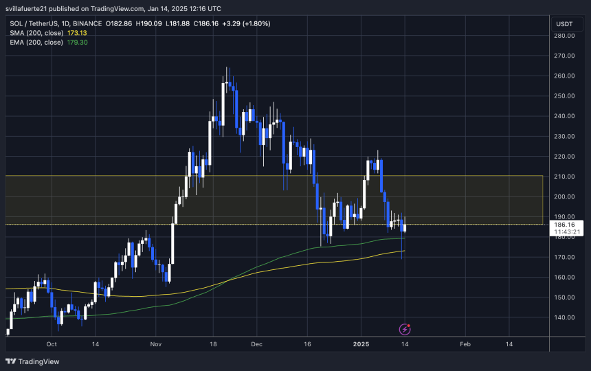 SOL тестує ліквідність близько $185 |Джерело: графік SOLUSDT на TradingView