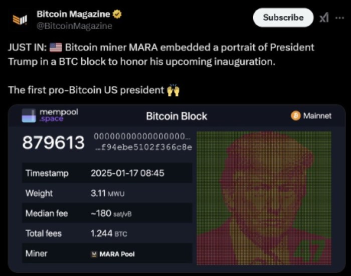 Блокчейн BTC в образі Трампа