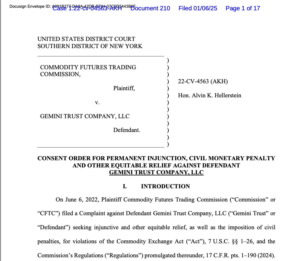 CFTC, Близнецы, США, Близнецы Уинклвосс, Суд