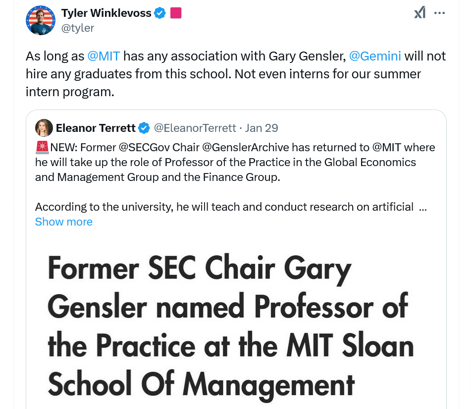 MIT, SEC, Близнюки, студенти, близнюки Winklevoss, Gary Gensler