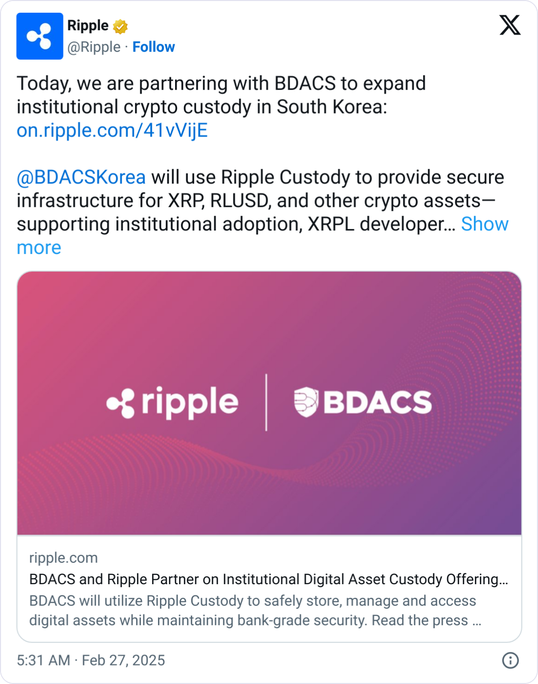 Уряд, Ripple, Південна Корея