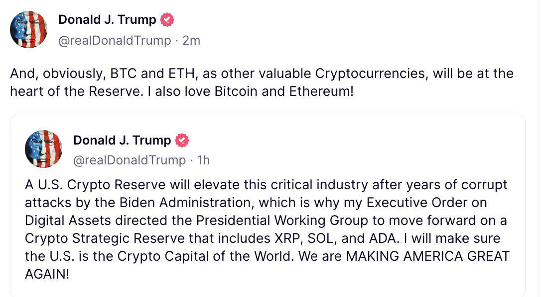 XRP, США, Дональд Трамп, Кардано, Солана