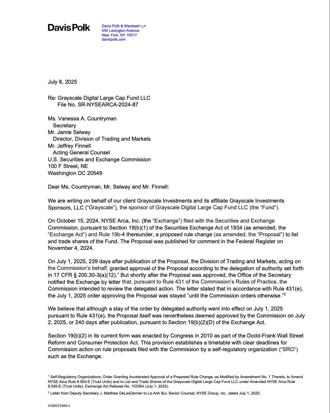 Sec, Соединенные Штаты, Greyscale, ETF