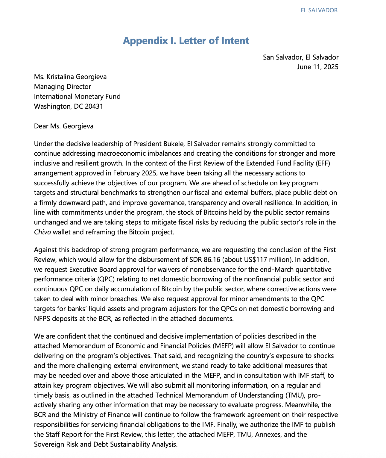 МВФ, Сальвадор, усиновлення біткойна