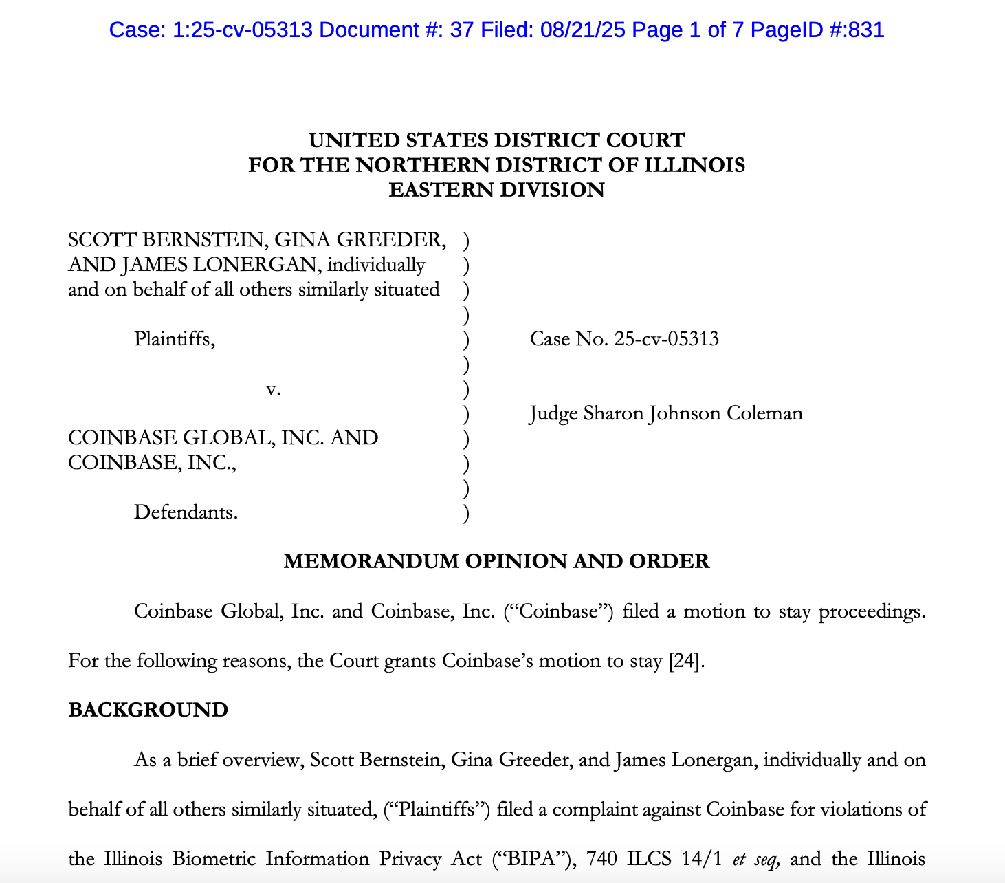 Coinbase, конфіденційність, суд, біометрична безпека, дані