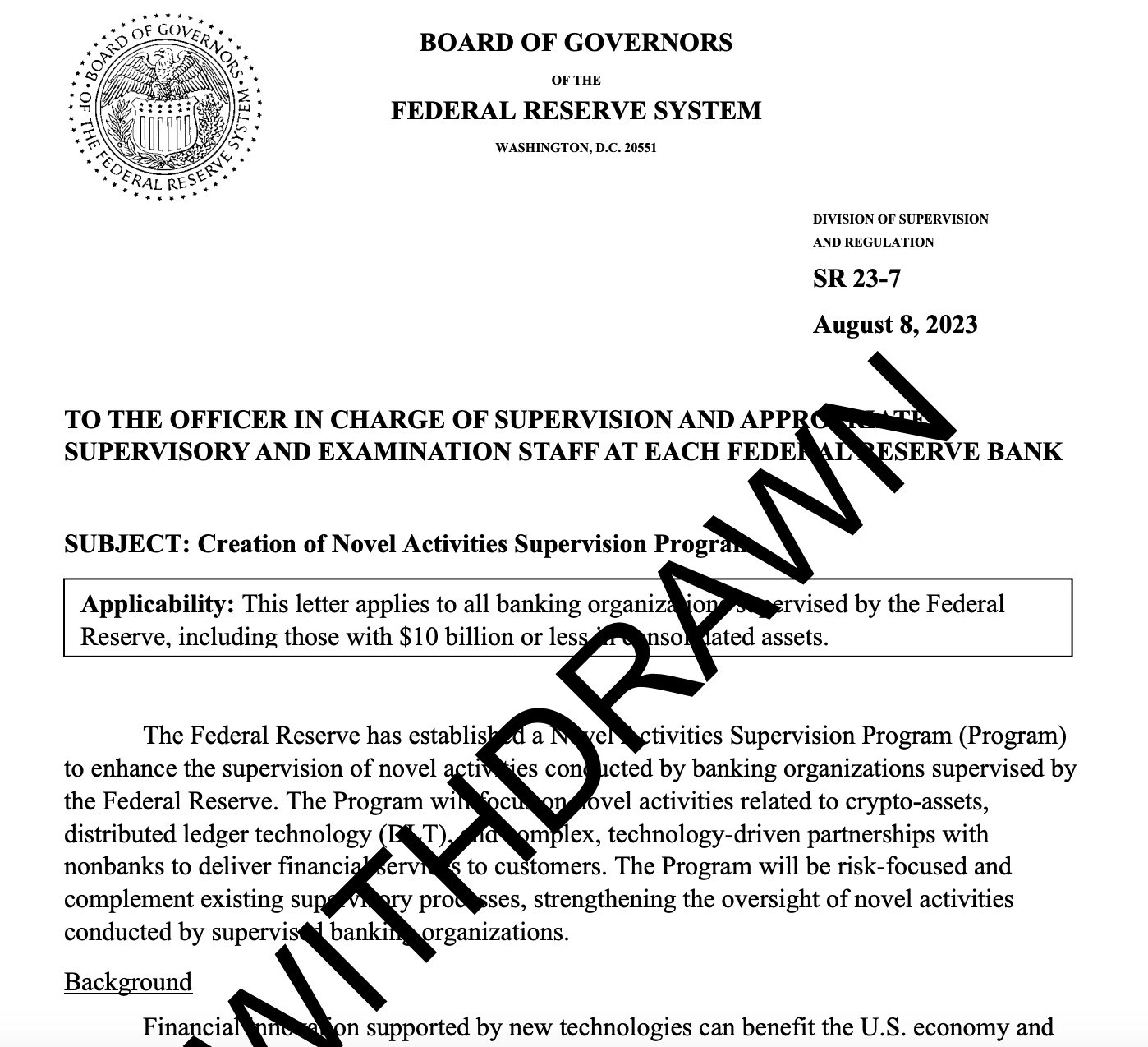 Криптовалюти, Федеральний резерв, уряд, банки, політика