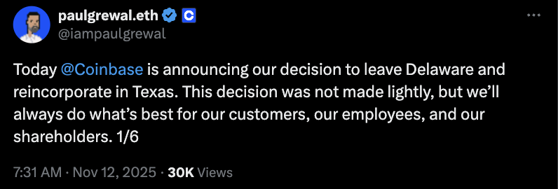 Coinbase, Закон, Делавэр, Техас, Криптовалютная биржа