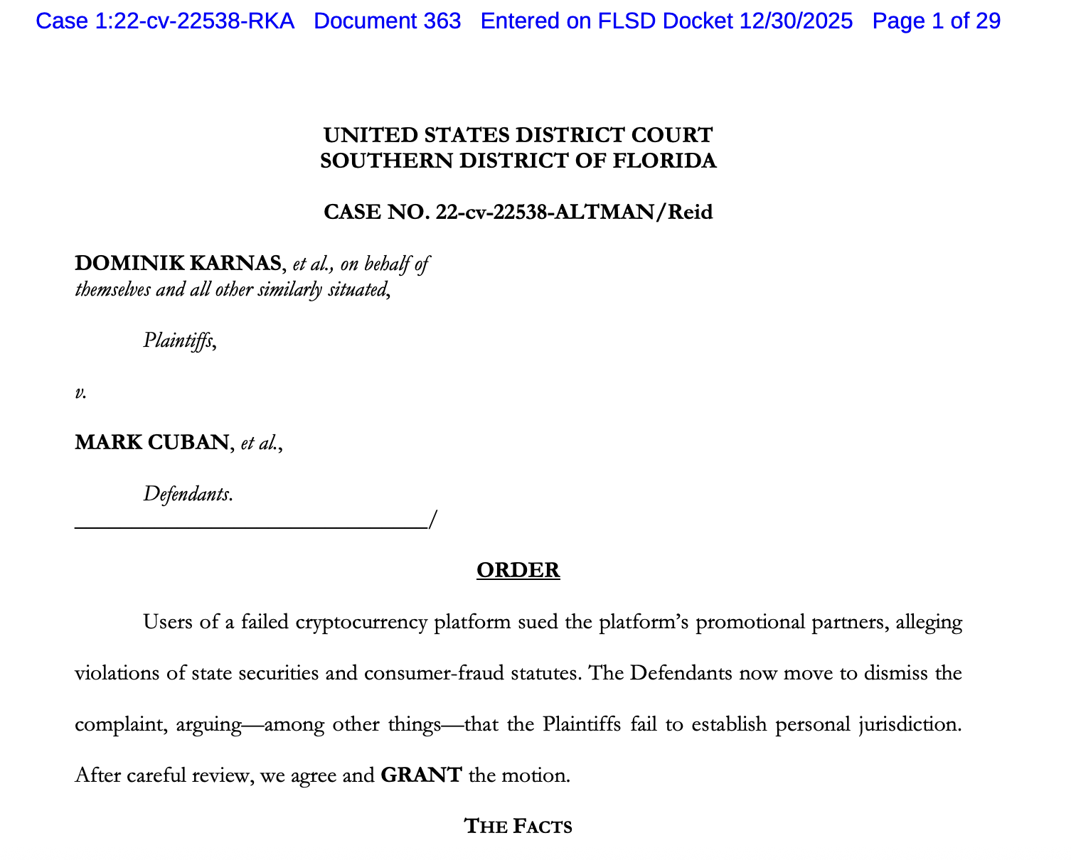 Право, банкрутство, обмін криптовалют, суд, Марк Кубан