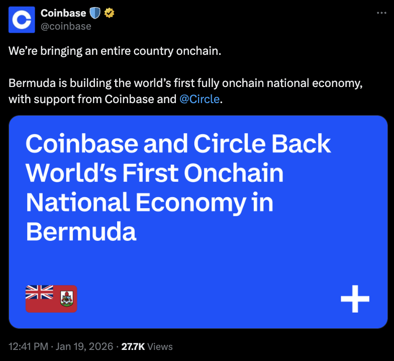 Coinbase, Circle, Economy, Всесвітній економічний форум, Бермудські острови