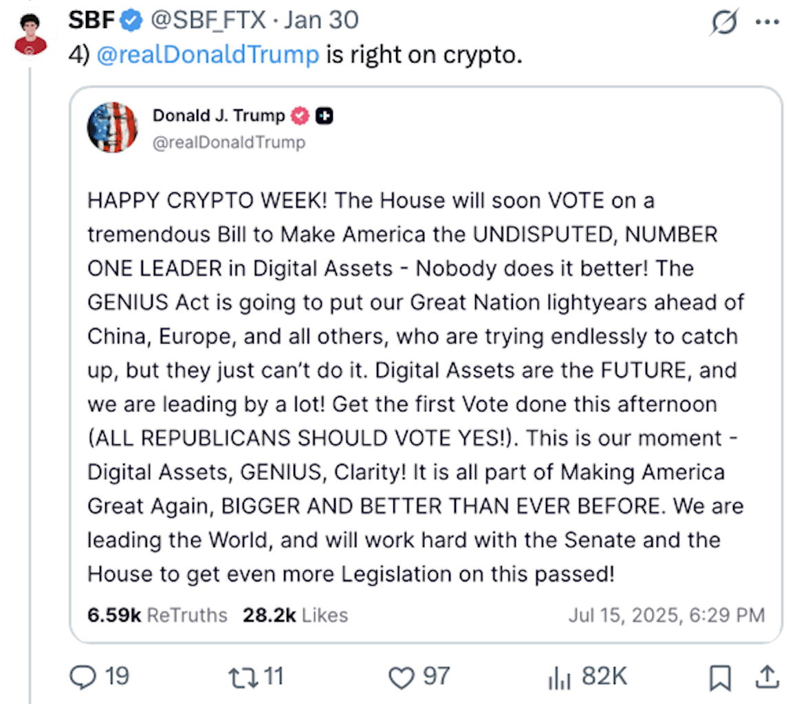 США, Дональд Трамп, Сэм Бэнкман-Фрид, FTX