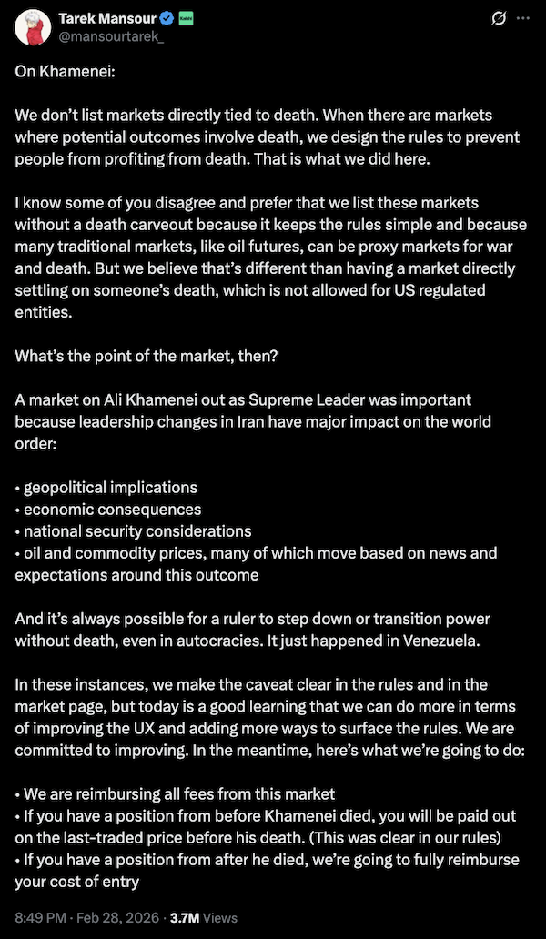 Суд, Калши, Рынки прогнозов