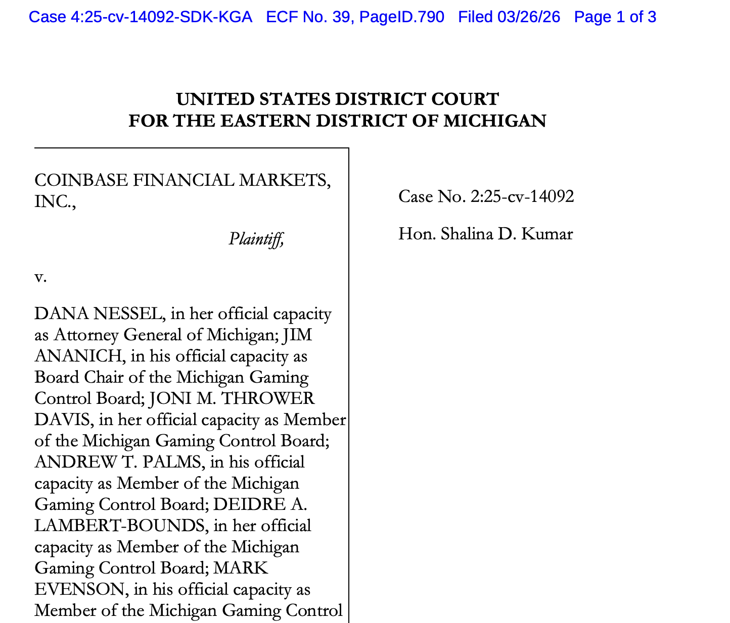 Coinbase, Law, Detroit, Prediction Markets