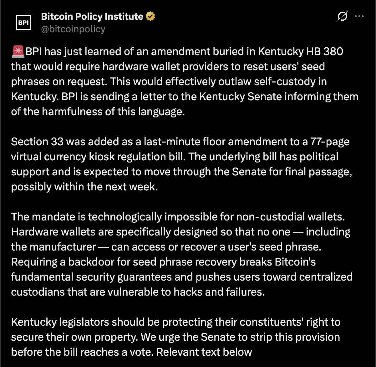 Регулювання біткойнів, апаратний гаманець, Сполучені Штати, самоохорона