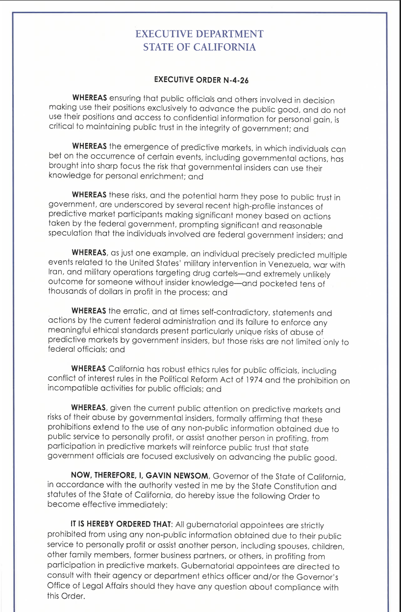 Калифорния, Правительство США, США, Рынки прогнозов