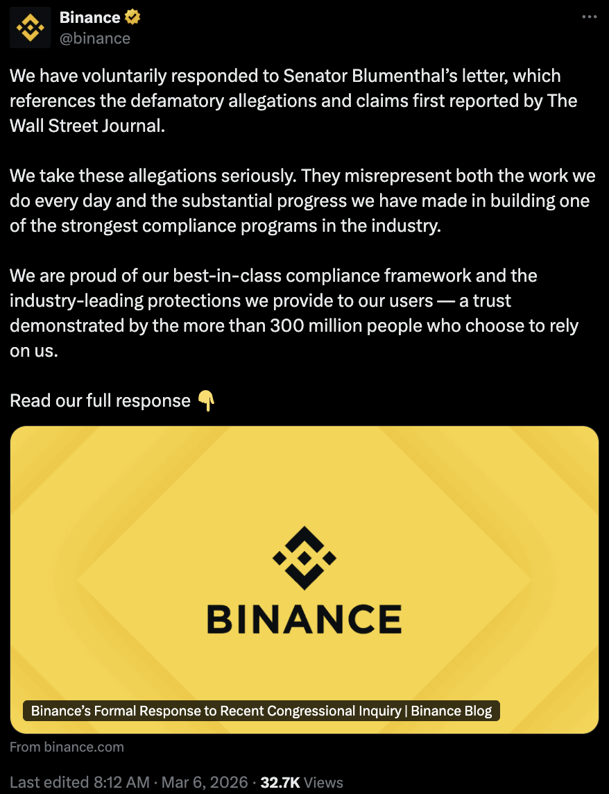 Сенат, Иран, Криптовалютная биржа, Binance, Санкции