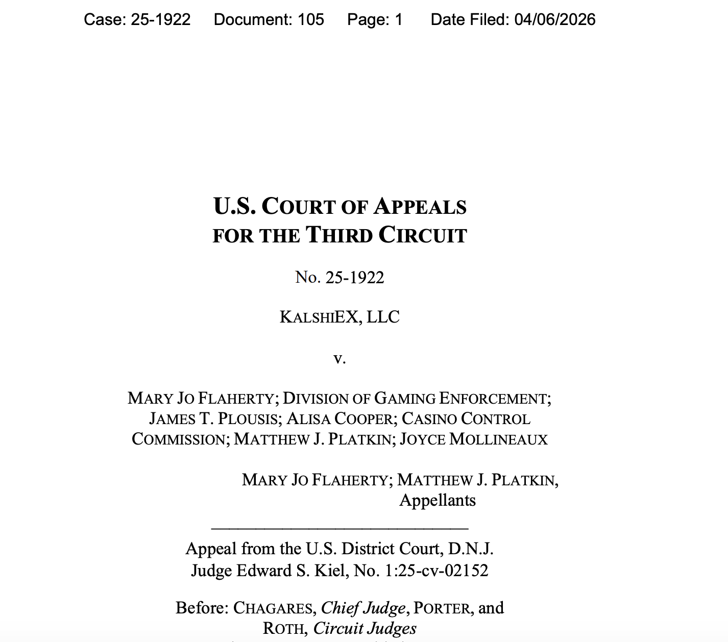 Закон, Нью-Джерсі, правозастосування, Калші, ринки прогнозів