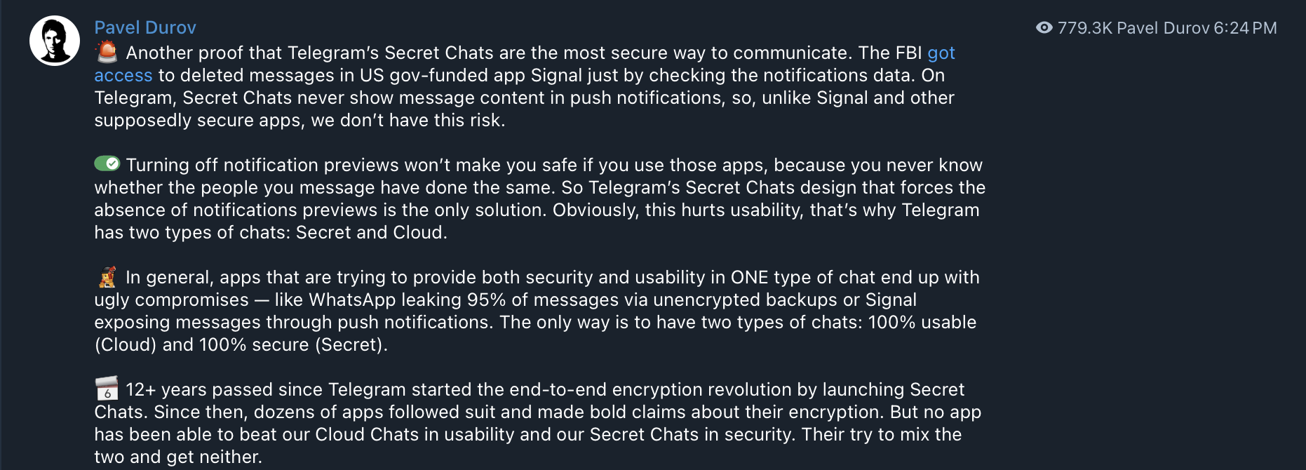 Децентралізація, Приватність, Telegram, Павло Дуров