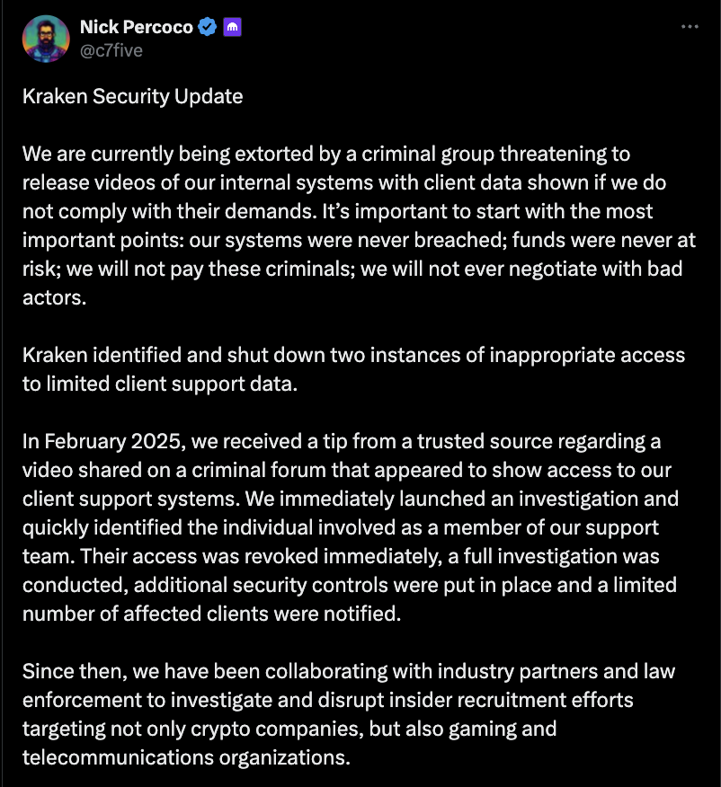 Kraken, Безпека, Хакери, Обмін криптовалют, Злочини