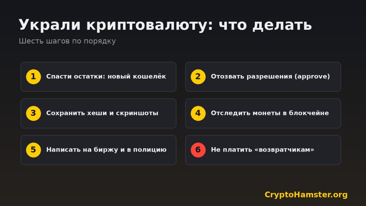 Шесть шагов, что делать, если украли криптовалюту